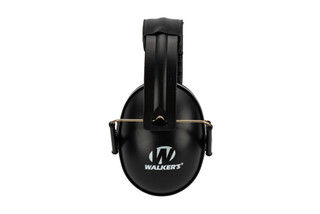 The Walkers folding youth muffs come in black and feature an adjustable padded headband